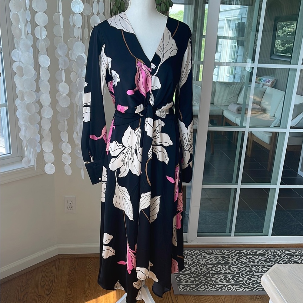 Sophia Vergara Jeans Black and Pink Long Sleeve Floral Dress size small
